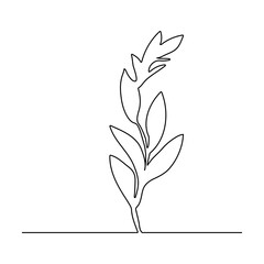 Continuous line drawing of tree on white background. Vector illustration