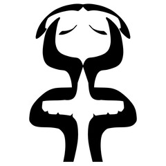 praying man, creative image, folded hands like a cross and a bird flying up, abstract black christian symbol