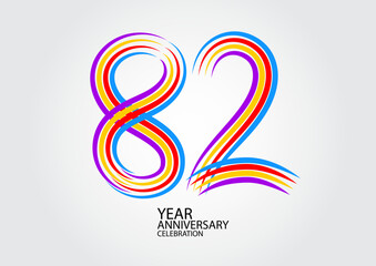 82 years anniversary celebration logotype colorful line vector, 82th birthday logo, 82 number design, Banner template, logo number elements for invitation card, poster, t-shirt.