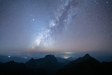 The view of Doi Luang Chiang Dao limestone mountain in Chiang Dao Wildlife Reserve area, A popular tourist attraction of Chiang Mai Province, Thailand