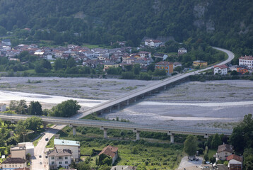 bridge over the river BUT of the city of TOLMEZZO in the province of Udine Italy