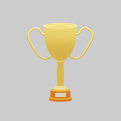 3D isolated gold trophy cup icon. Illustration of the concept of success, award, appreciation, rewards, tribute, prize, and accolades.