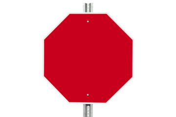 Blank red stop sign on pole isolated.