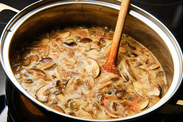 Cooking mushroom soup