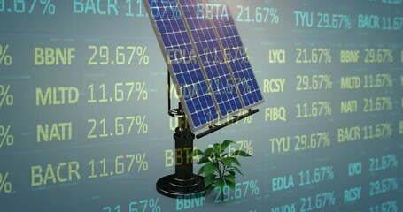 Animation of data processing over solar panels - Powered by Adobe