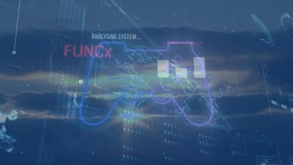 Animation of data processing over gamepad icon - Powered by Adobe
