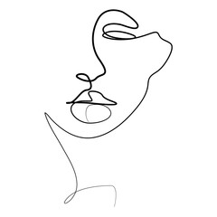 continuous line face salon logo design concept