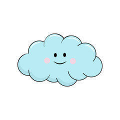 Cute cloud vector illustration isolated on white background