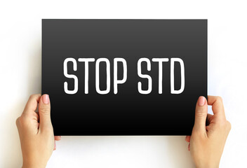 Stop STD (Sexually transmitted diseases) text on card, concept background