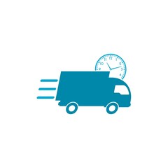 Express delivery icon concept. Truck with watch icon for service isolated on white background