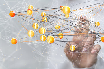 Obraz na płótnie Canvas Global network. Blockchain. 3D illustration. Neural networks and artificial intelligence. Abstract