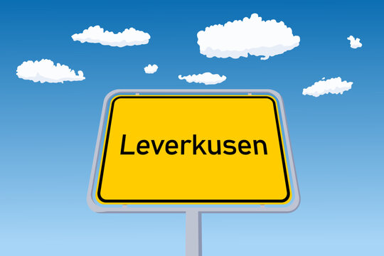Leverkusen road sign in Germany