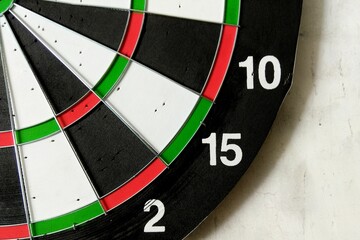 Closeup of a dart board on the wall