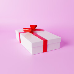gift box 3D on a pink background, 3D rendering illustration