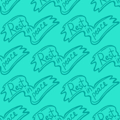 Rest in peace lettering seamless vector pattern