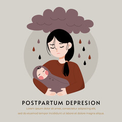 postpartum depression awareness poster vector flat concept