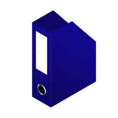 Blue document storage folder.