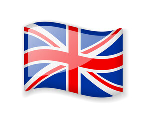 United Kingdom flag - Wavy flag bright glossy icon.