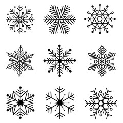Obraz premium Snowflake icons set. Editable vector pictogram isolated on white background. Trendy contour symbols for mobile apps and website design. Premium icon pack in trendy line style.