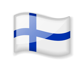 Obraz premium Finland flag - Wavy flag bright glossy icon.