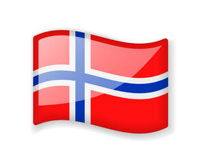 Norway flag - Wavy flag bright glossy icon.