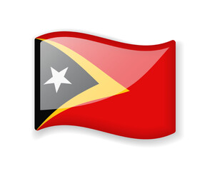 Obraz premium East Timor flag - Wavy flag bright glossy icon.
