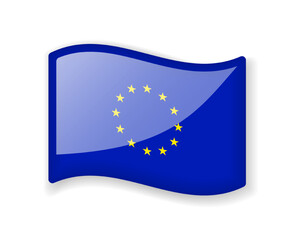 European Union flag - Wavy flag bright glossy icon.