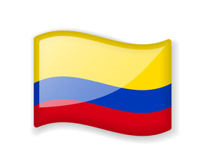 Colombia flag - Wavy flag bright glossy icon.