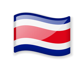 Costa Rica flag - Wavy flag bright glossy icon.