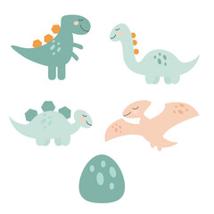 Set of cartoon dragon character in boho style. Vector illustration.