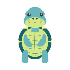 cute turtle isolated on white in flat style