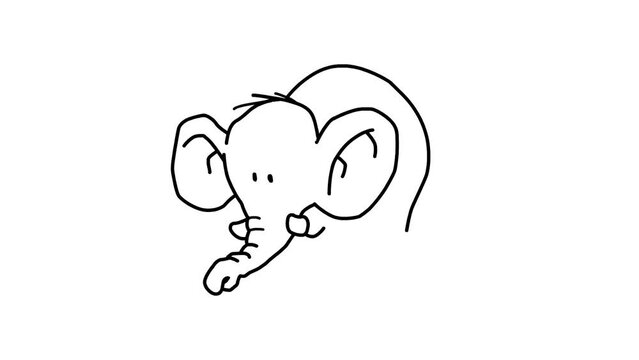 cute elephant sketch on white background
