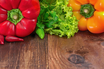 Sweet and hot peppers with herbs