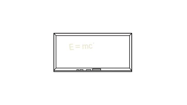 theory of special relativity equation on blackboard sketch and 2d animation