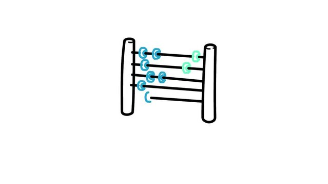 Abacus mathematic sketch and 2d animation, symbol education school icon, wooden Abacus