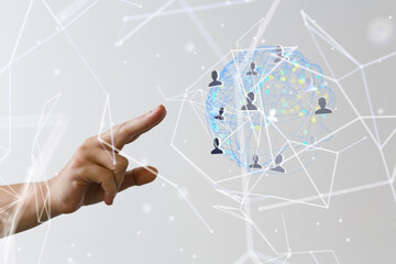 Global network. Blockchain. 3D illustration. Neural networks and artificial intelligence. Abstract