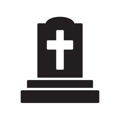 Obraz premium Halloween Icon Vector Illustration : Funeral Gravestone Flat Design Trendy Style