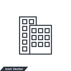 office building icon logo vector illustration. Apartment symbol template for graphic and web design collection