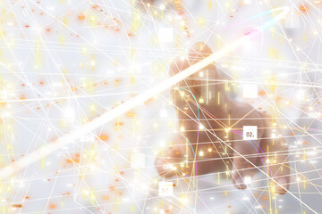 Neural network 3D illustration. Big data and cybersecurity