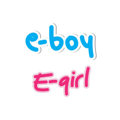 E-boy and E-girl. Gen z slang word in vector