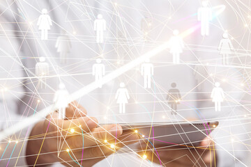 Global network. Blockchain. 3D illustration. Neural networks and artificial intelligence. Abstract