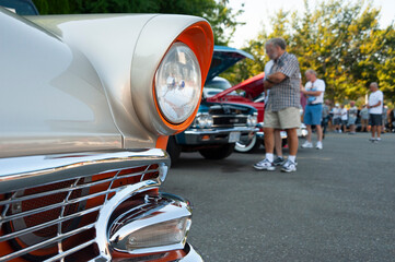 Vintage American cars on display at classic automobile exhibition