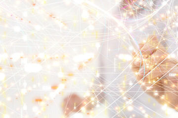 Neural network 3D illustration. Big data and cybersecurity