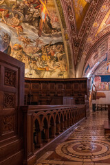 Obraz premium Ancient Papal basilica of San Francesco of Assisi. Art and religion. Black and white