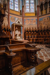 Obraz premium Ancient Papal basilica of San Francesco of Assisi. Art and religion. Black and white