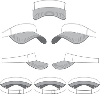 Blank SPORT VISOR HAT FLAT SKETCH FASHION TEMPLATE