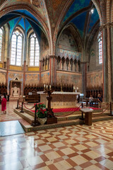 Obraz premium Ancient Papal basilica of San Francesco of Assisi. Art and religion. Black and white