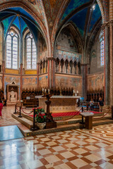 Obraz premium Ancient Papal basilica of San Francesco of Assisi. Art and religion. Black and white