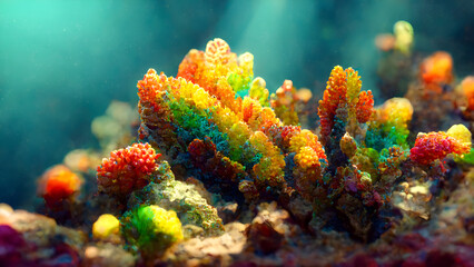 Rainbow coral reef under the sea 1