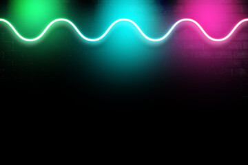 Neon Digital zigzag lights on wall for musical party dance bar and event background